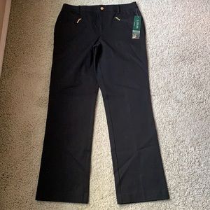 NWT! Lauren RL Andalucia Black Cotton Trouser